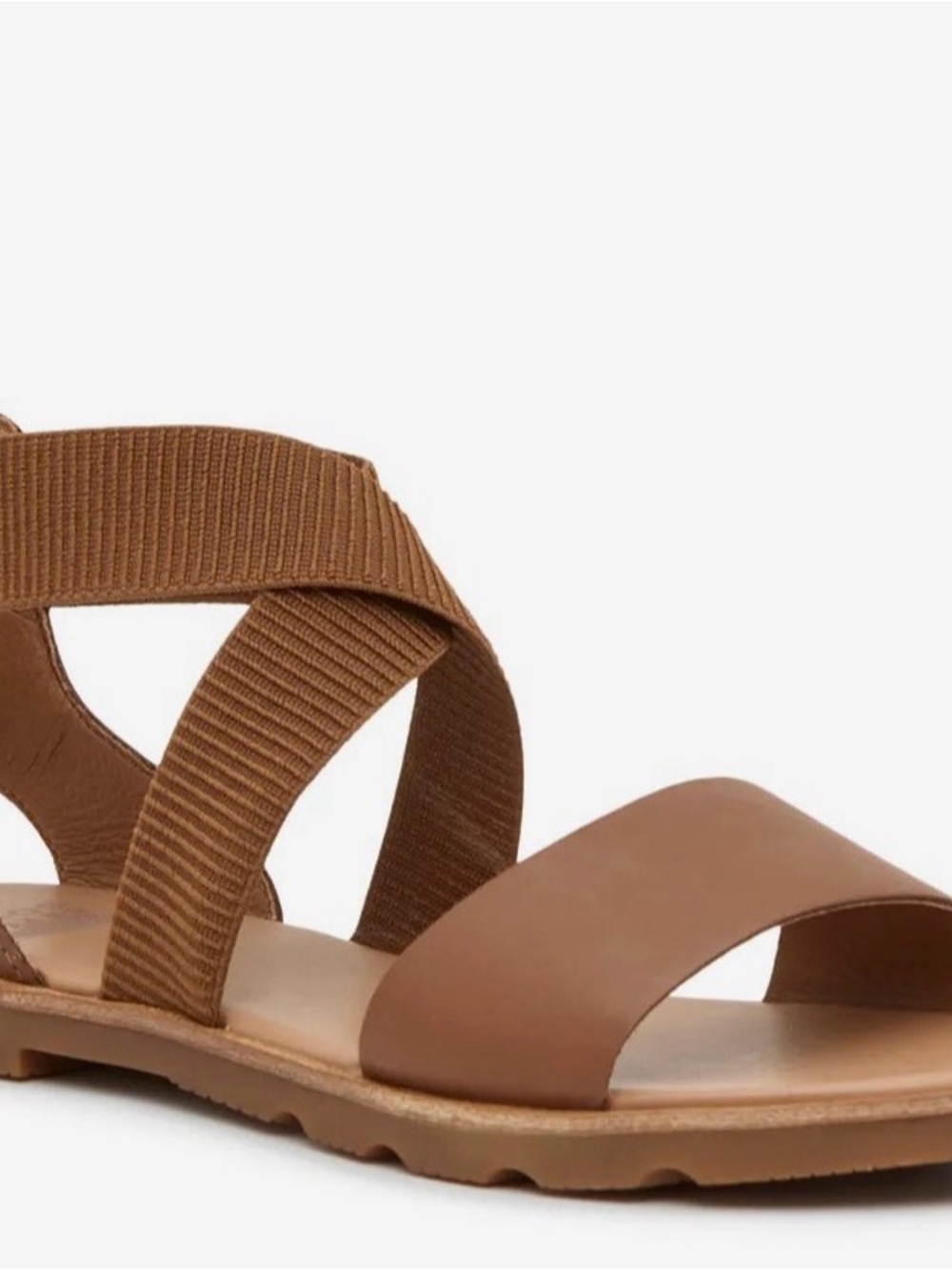 Sorel Ella Camel Brown Elastic cross Strap Sandal